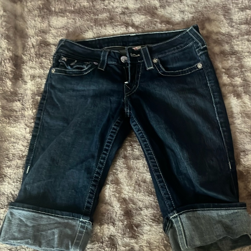Y2K vintage sequin True religion capri jeans